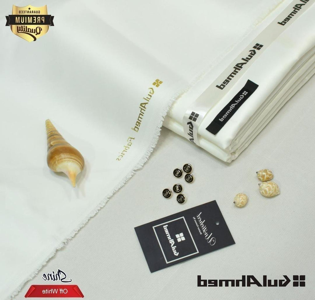 Men's Premium Cotton Unstitched Suit - Off White (All Season)