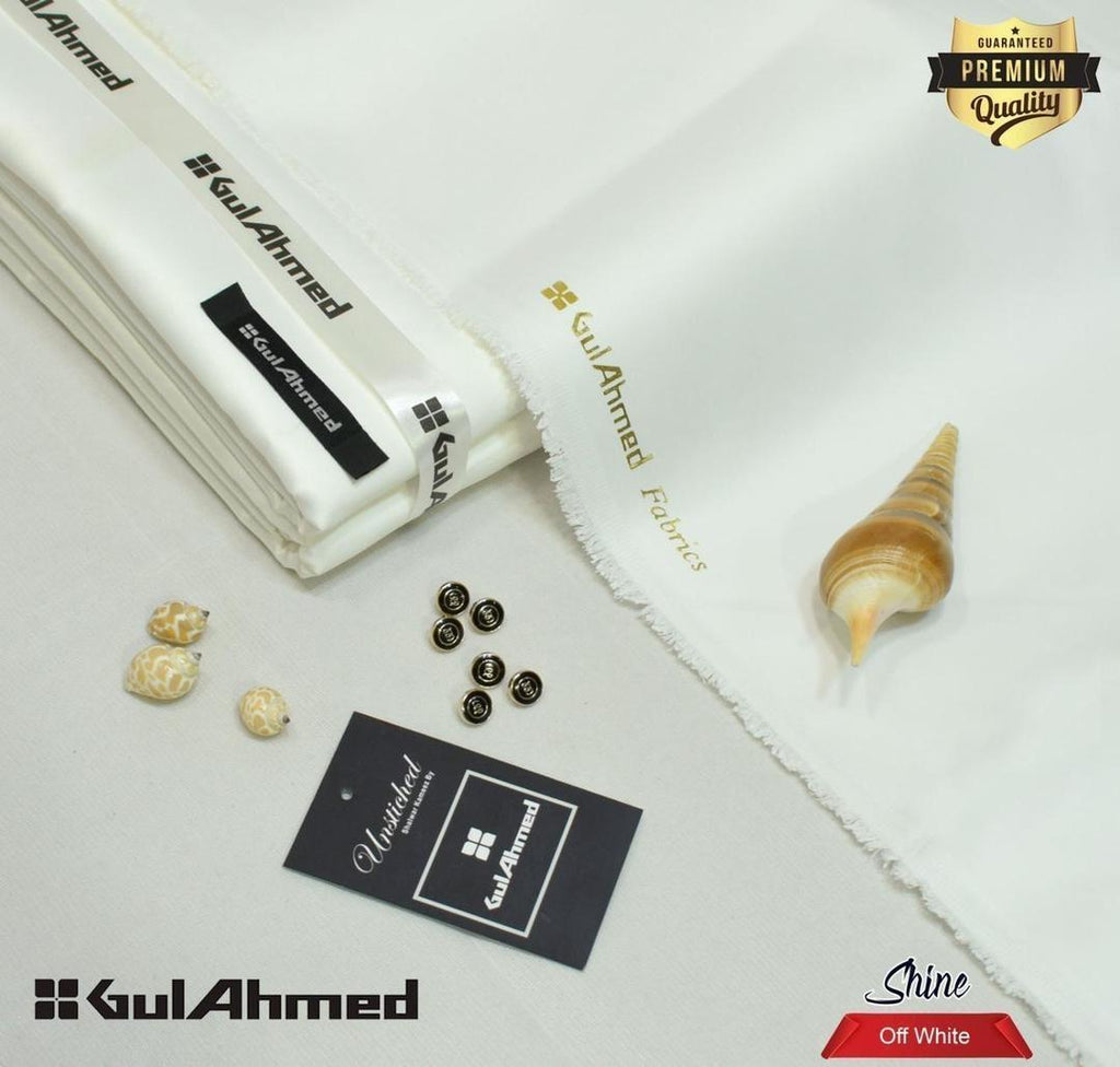 Men's Premium Cotton Unstitched Suit - Off White (All Season)