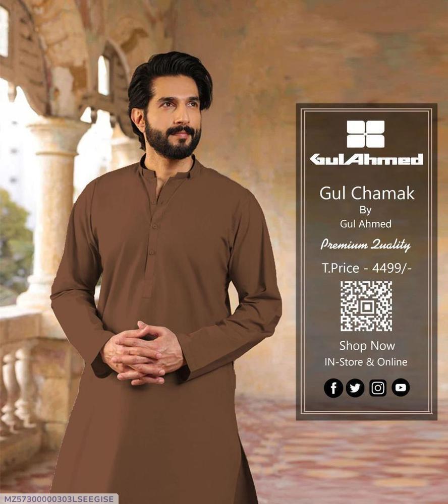 Men's Premium Cotton Sotton Unstitched Suit - Classic Brown (All Season)