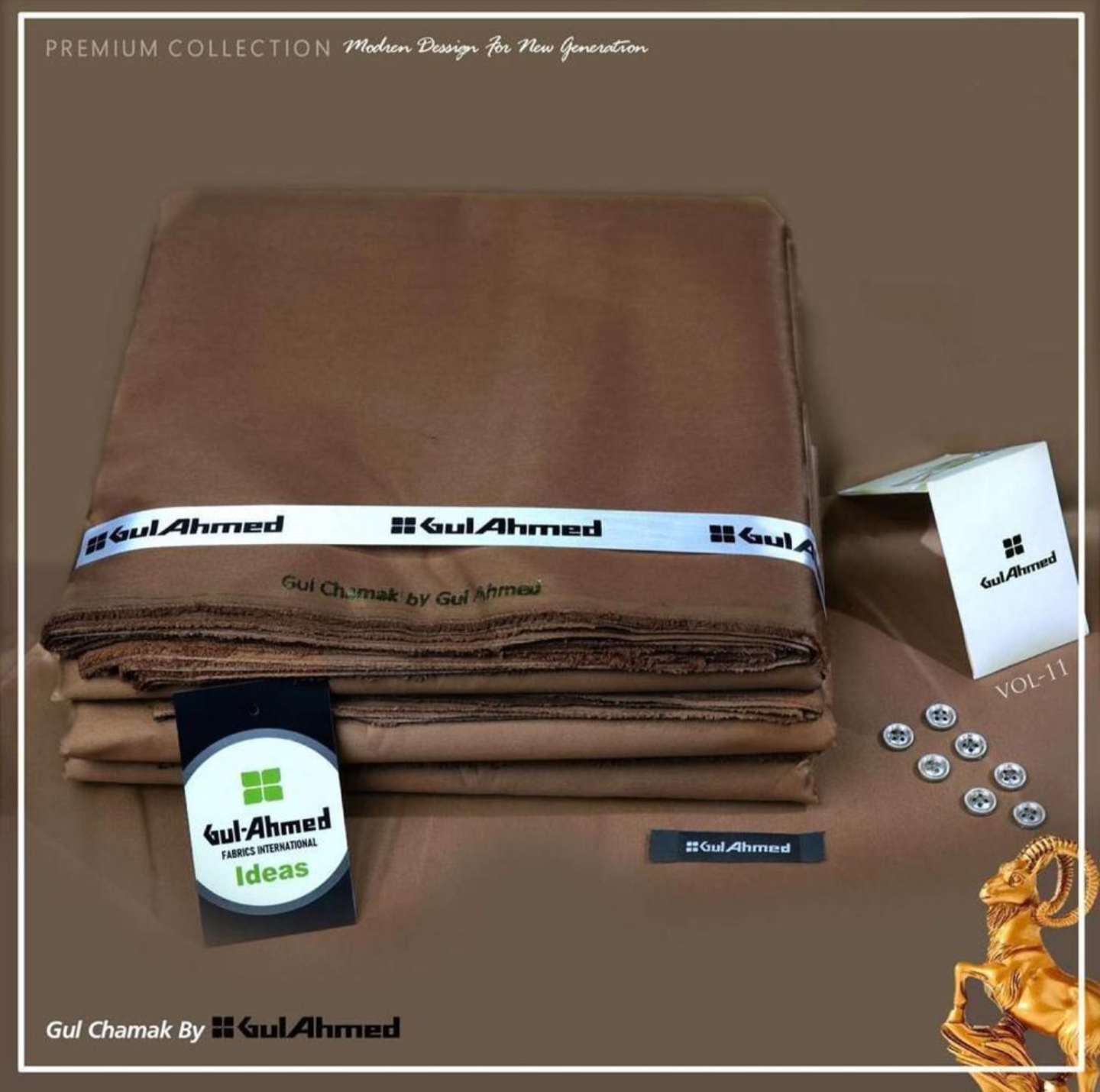 Men's Premium Cotton Sotton Unstitched Suit - Classic Brown (All Season)